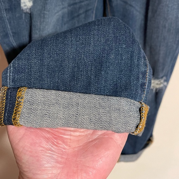 Stylus Crop Distressed Boyfriend Jeans, Women’s size 26/2, Medium Wash Blue - Picture 8 of 10